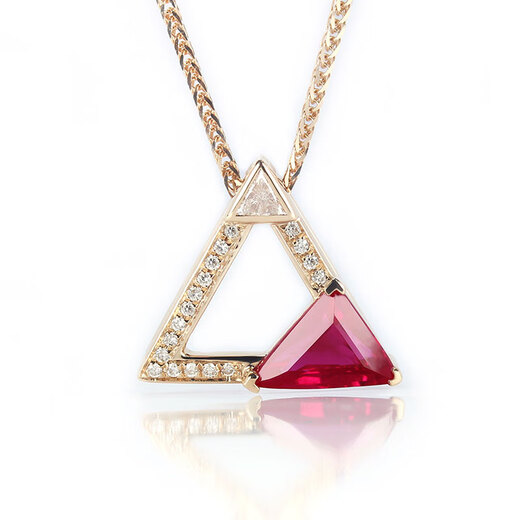 HEEKAIYI Ruby Necklace for Women Pigeon Blood 18K Gold Diamond Pendant Chinese Valentine's Day Birthday Gift for Wife and Girlfriend <Supports Customization> 94 Points Pendant + 18K Gold Chain