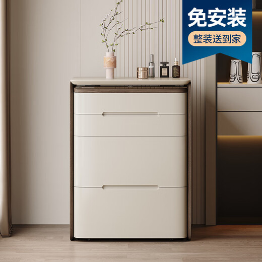 Menglu A3 Dresser Small 50cm Storage Cabinet Integrated Bedroom Mini Flip Dressing Table Bedside Table New A3 50cm Flip Dresser