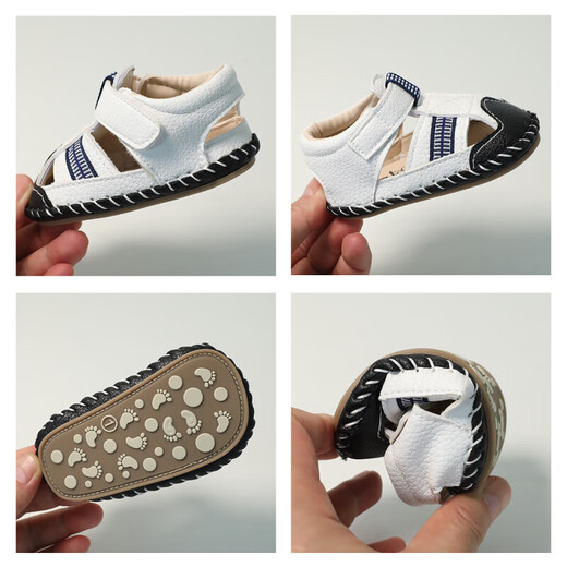 Wenzhi baby sandals 0-1 year old baby summer sandals soft sole anti-slip for men and women baby not easy to fall toddler shoes anti-kicking white inner length 13 cm suitable for 9-16 months