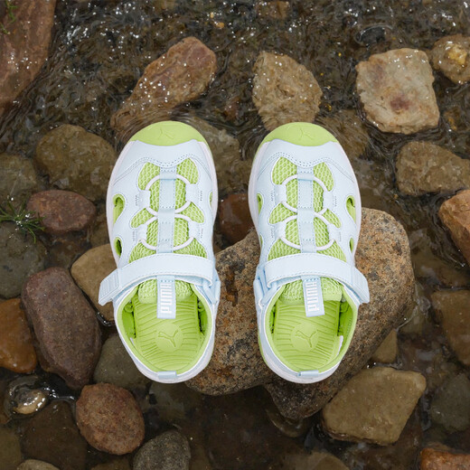 Puma official authentic children's shoes children's sandals and slippers, toe-cap shoes, breathable and comfortable, aqua blue-lotus green-Puma white 30