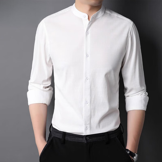 Hengyuanxiang printemps et automne Nouveau col chinois Collier blanc chemise blanche masculine à manches longues à manches longues de glace de glace à la ligne fine 9930 collier de stand blanc s 165 90jin [Jin est égal à 0,5 kg] -100jin [Jin est égal à 0,5 kg]
