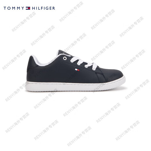 汤米希尔费格（Tommy Hilfiger）童装男字母潮流经典复古休闲鞋百搭运动鞋板鞋TH官方旗舰正品 海军蓝695 35