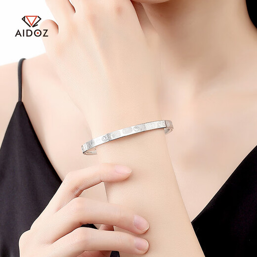 Aido Diamond pt950 Platinum Jiyan Bracelet Women's Pure Platinum Round Fixed Mouth Semi-Solid Bracelet Deposit Customized Other Specifications Contact Customer Service