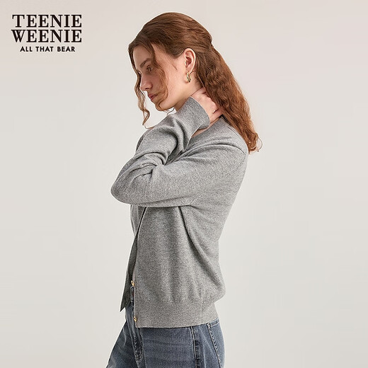 
Teenie Weenie Bear Women's Sweater 2025 Autumn New Temperature Commuter Fashion Round Neck Knit Cardigan