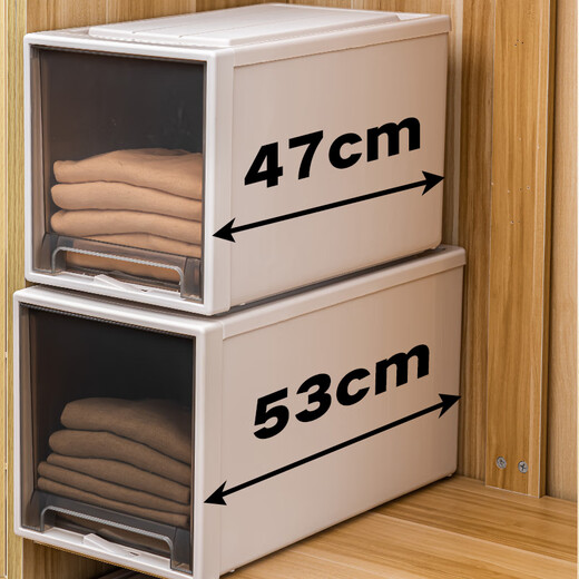 He Jiagong Wardrobe Storage Box Drawer Plastic Household Clothing Storage Box Clothing Underwear Organizing Box Transparent Storage Box 37L[3523] Deep 47*35*23cm Special Offer 1