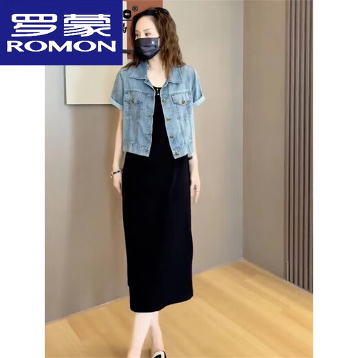 罗蒙（ROMON）薄款短袖牛仔衬衫女2025春秋装新款休闲上衣披肩设计感小众短外套 672水洗蓝 高品质 XL  建议120-135
