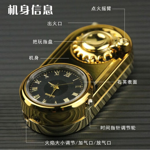 MIEHONE fingertip gyro watch, high-looking rocker arm, real watch, windproof blue flame lighter, personalized creative quartz watch, inflatable one-hand gyro watch * bright black, 1 stand-alone (gift box)