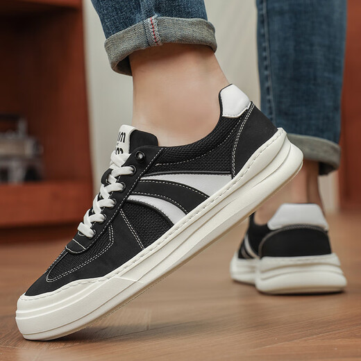 LINBUXAN summer men's shoes breathable thin ice silk cloth shoes men's casual board shoes canvas one-foot lazy shoes men's black 40