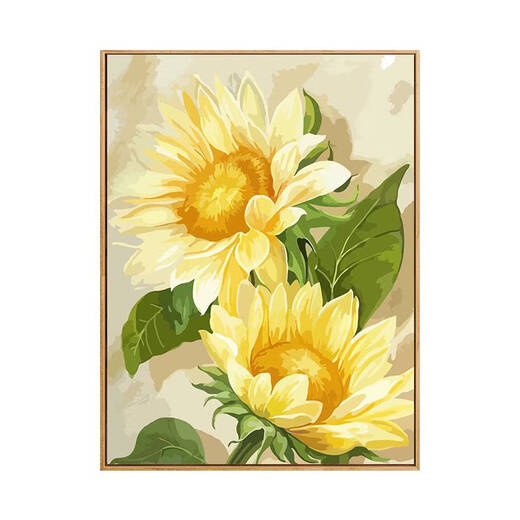 山头林村系向日葵diy数字油画填充手工画画填色手绘感涂色画油彩 SJ9738 40*60cm绷好加厚实木内框+外框