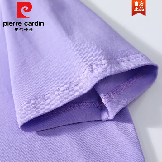 Pierre Cardin High-End-Baumwolllicht-lila T-Shirt für Frauen kurzärmelige lose einfache Nische Chinese T-Shirt Sommer 2025 Neue Top 6172 Hellpurpurte Baumwoll kurzärmelige M empfohlen 80-105jin [Jin gleich 0,5 kg]