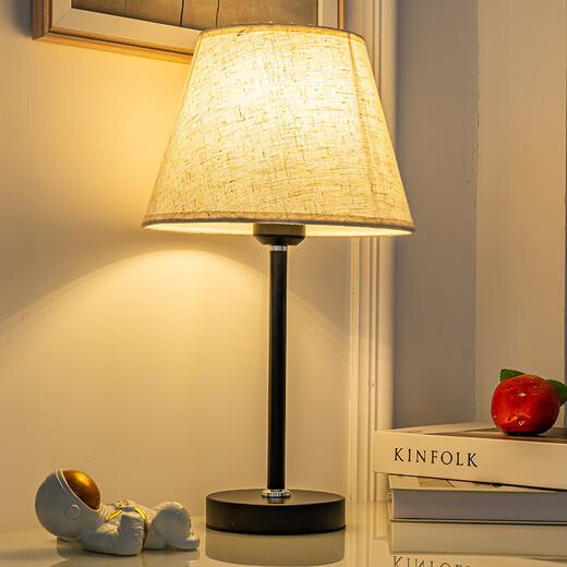 Zhewei Bedroom Bedside Table Lamp Internet Celebrity Dimming Table Lamp Fashion Modern Simple Learning Lamp ED Remote Control Wedding Lamp SN694 Large White Linen + Yellow Light LED Bulb [V Model] Touch Switch