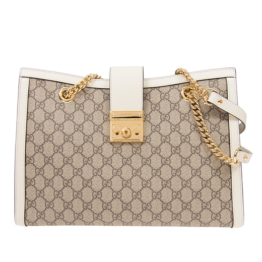 Guccipadlock Serie GG Bolso de hombro para mujeres Bagige/Ebony White Edge 479197KHNKG9761