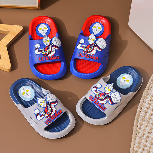 Ultraman Slippers for Children and Boys Summer 2025 New Style Blue Size 32 33 Inner Length 19.5cm