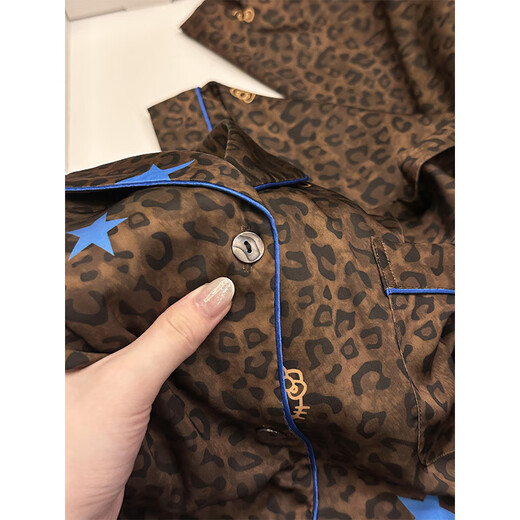 另约网红爆款Hello Kitty豹纹冰丝睡衣女春秋款美拉德长袖家居服套装 25041 豹纹KT M