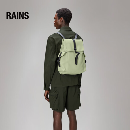 Rains【新品】大容量工装背包男户外双肩包电脑包女书包/ 浅青绿