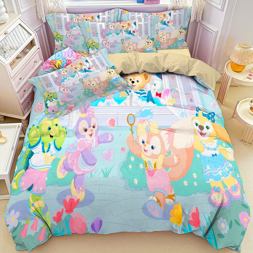 Disney (Disney) Neues hochwertiges Kinderbett vierteilige hautfreundliche und weiche Vier-Saison-Drei-teilige Set für Schüler 3884V Blattstil 1,5 Bett Quilt Cover 150*200 Vier-teiliges Set