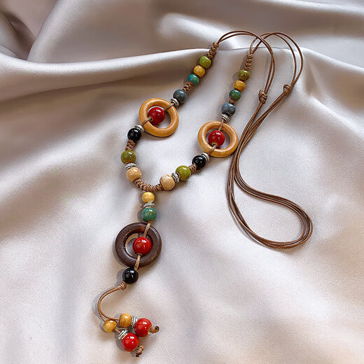 Fan Shengyu Bohemian Style Necklace Women's Ceramic Beads New Chinese Style Exotic Ethnic Style Zen Style Long Clothes Chain Accessories Colorful Beads Yunnan Style Necklace