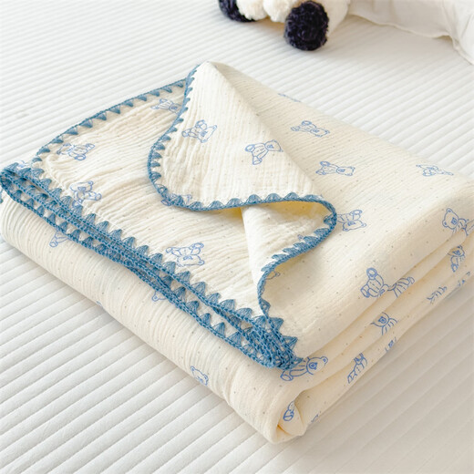 Pick-up cat gauze blanket double-layer gauze children's kindergarten air-conditioning blanket baby baby blanket nap single towel cotton wrinkled gauze-Yuanqi Duck 180cm200cm-double blanket one blanket multi-purpose