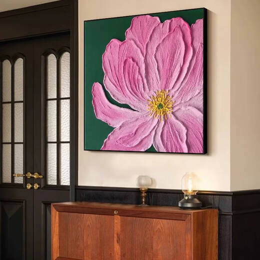 山头林村牡丹芍药立体肌理画diy数字油画手绘丙烯涂色手工填色石英砂材料 肌理XH15919 40*40cm尺寸全套内框材料包