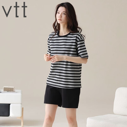 VTT Pyon Pyjamas en coton pour femmes en été shorts en coton pur shorts d'été Nouveaux jeunes dames costumes de vêtements V V costume à manches courtes: yzt9859 m