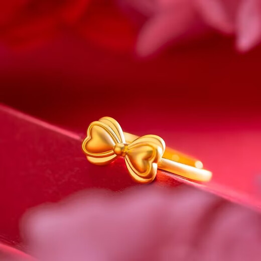 Chuhuang Ring for Men and Women 9999 Full Silver Live Bow Ring Plain Ring Ring for Mom and Girlfriend Sweet Bow (Adjustable Size)