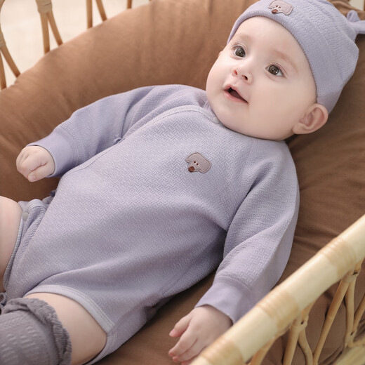 Bali Piggy Baby Clothes Spring and Autumn Modal Jumpsuit Autumn Long Sleeve Baby Triangle Harness Romper Suit Newborn Clothes Rock Sugar Purple 59cm