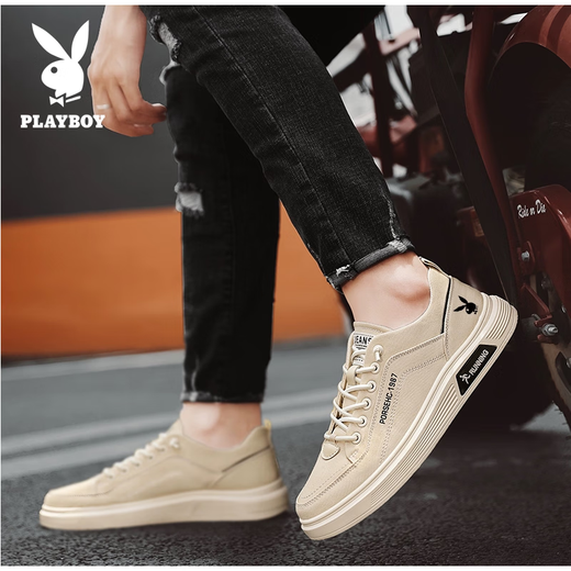 Playboy Chaussures masculines pour le printemps, l'été et l'automne 2025 Nouvelles chaussures de coton de printemps Sports et chaussures de planche décontractées petits chaussures à tendance imperméables polyvalentes blanches Z1105 Gray 42