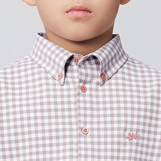 YOUNGOR long-sleeved shirt boys cotton blended chest embroidered little dragon horse suede shirt soft and comfortable 2025 shopping mall same style pink KLRM115670OKA 150 150/76