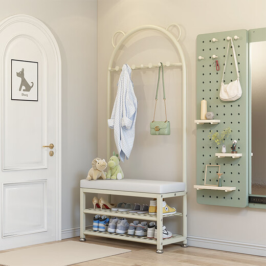 Jungle coat rack floor-to-ceiling foyer bedroom door shoe changing stool shoe rack clothes rack integrated clothes drying rack 100 gold gray PU