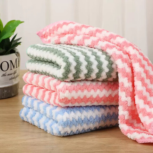 Super absorbent scouring pad, pet towel, fish tank rag, striped cat litter, cat supplies, home cleaning, scouring pad, 2 pack, random color