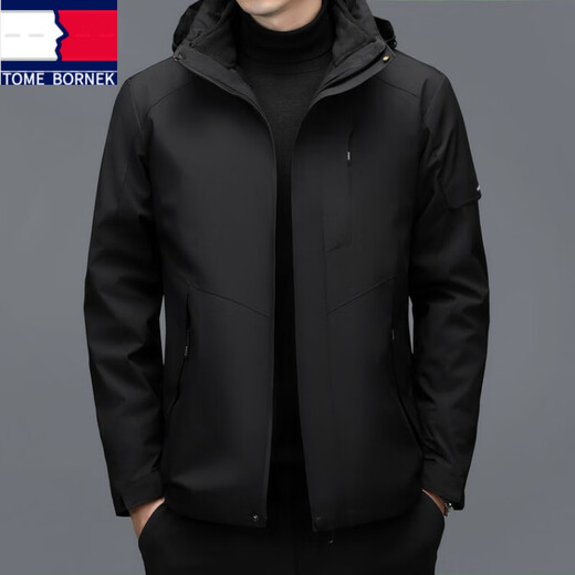 TOME BORNEK Tommy light luxury men's high-end jacket men's three-in-one jacket autumn and winter velvet thickened windproof jacket men's gray XL