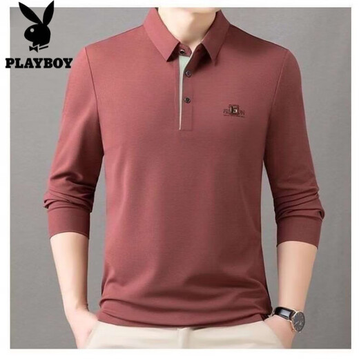 Playboy Spring and Summer New Counter Men's Long Sleeve Lapel Loose T-shirt POLO Middle-aged Business Casual Sweatshirt 9918 Navy [Long Sleeve] L 170 Suggestions 110-130Jin [Jin equals 0.5 kg]
