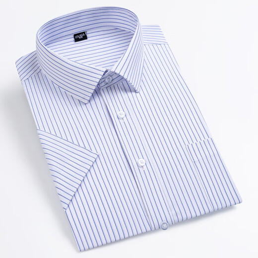 
MONTAGUT High-end No-Iron Summer Thin Stripe Dad Shirt Men's Short Sleeve Business Casual Professional Working Clothes Half-Sleeve Shirt Large 6624 45 Recommended Weight 195-210Jin [Jin equals 0.5 kg]
