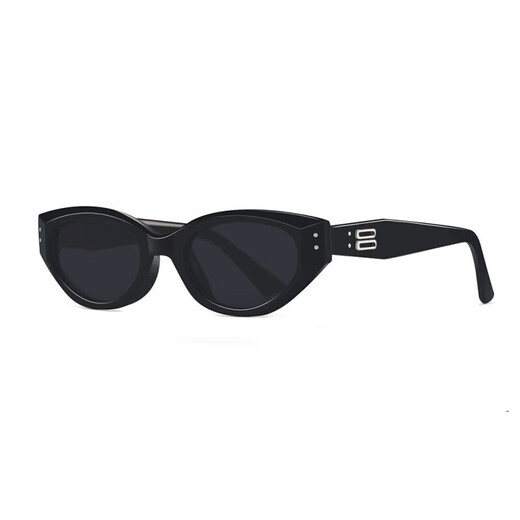 2025 Neues GM Retro Polarisierte Katzenauge -Sonnenbrille für Frauen, schlanker kleiner Rahmen, europäische und amerikanische Straßenaufnahme Heiße Mädchen Sonnenbrille 857 Schwarzer Rahmen graues Blatt [Glassbox + Spiegeltuch]