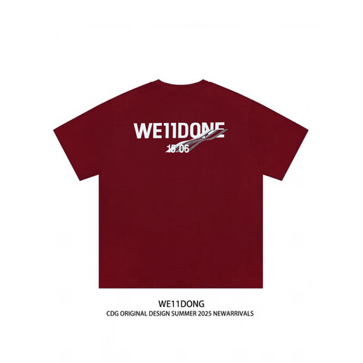 
WE11DONE niche trendy brand summer wave 1506 letter print men and women couple loose short-sleeved T-shirt white M