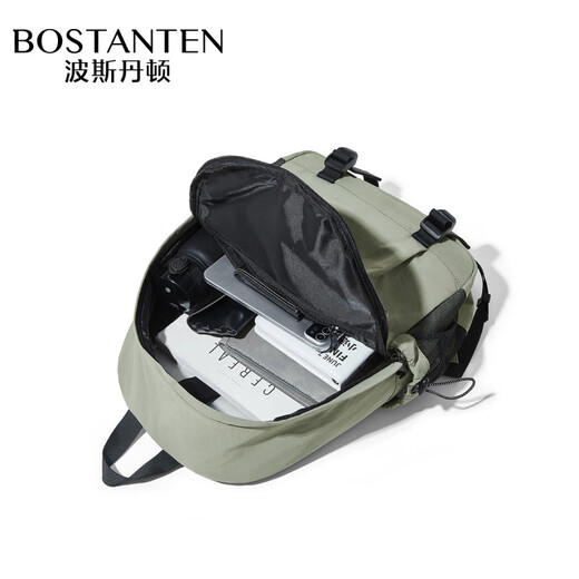 波斯丹顿（BOSTANTEN）轻量化双肩背包女户外旅行轻便防水中性风男学生电脑书包 绿色【轻量化选材___出行无负担