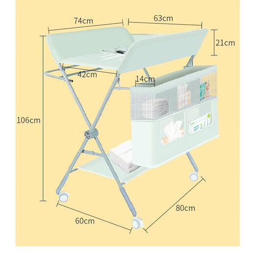 Jiaojing Pflegetisch Waschen und Ersatz Neugeborenen Windel Tisch Babypflege Baby Bades Badelicht Berührung und Wechseln von Kleidertischen Multiple Qingxin Grün [Mehrschichtkorb + Stabilisator] 5-Stop + Becken