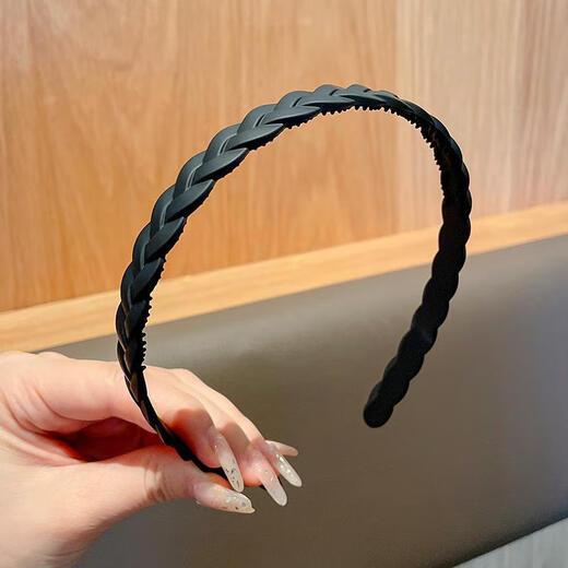 CHANSUNRUN black headband for face washing, special invisible face wash headband, anti-slip and anti-fall headband, hair tie with teeth, anti-slip hairpin, wavy black navy blue 2-piece set-headband