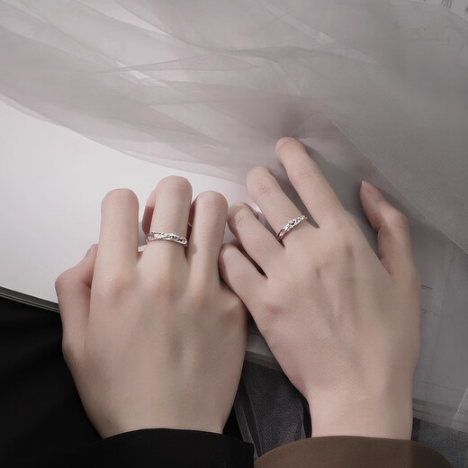 Lipan sterling silver S999 solid silver Gemini couple's ring, adjustable ring, as a birthday gift for Chinese Valentine's Day, Gemini couple's ring, customized