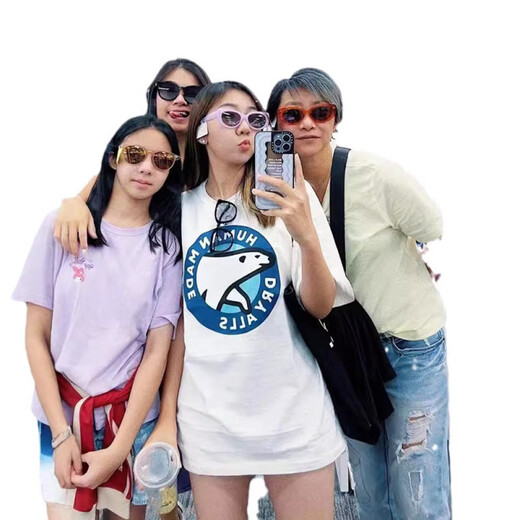 Lee Kids японский американский модный бренд Human Dragon Year Limited Shore-Teared Men Пара летняя мультипликационная футболка для животных женская топ-3892 Black S