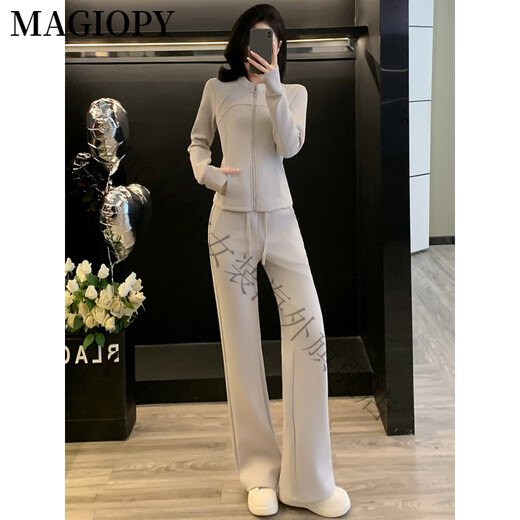 MAGIOPY国际奢侈高档品牌跑步休闲运动套装女春季2025新款修身显瘦薄外套 灰色两件套 M(101-110斤)