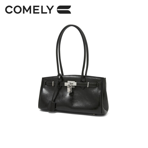 Kang Li 2025 Spring New Fashionable and Versatile One-Shoulder Armpit Boston Bag Bag Super Hot Hand-Own Leather Women's Bag Black