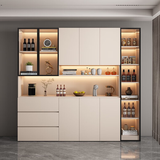 Quanpinwu 2025 Último gabinete lateral de comedor High Gabinete High Wall Simple Comining Almacenamiento Gabinete Sala de estar Gabinete de vinos Gabinete de entrada 12240*40*220 Tablero ecológico