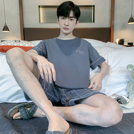 木笛箫睡衣男夏季短袖短裤棉质青少年初中学生套装男款家居服胖子 HDE9928 L