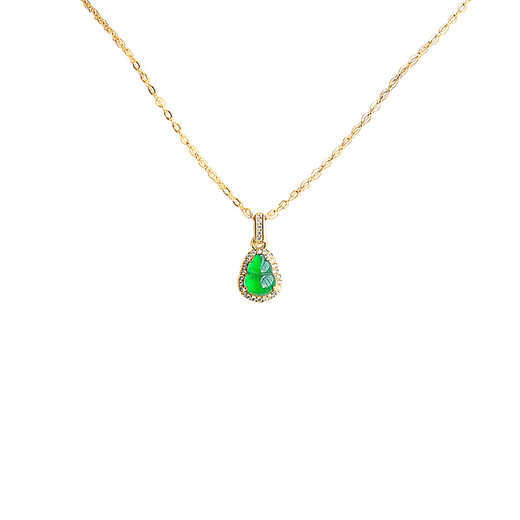 CAOXs925 sterling silver inlaid with high ice species imperial green jade gourd pendant sun green gold inlaid jade necklace pendant gold pendant silver chain