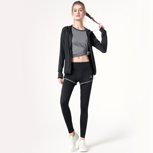 Camel (CAMEL) yoga suit for women's fitness sportswear five-piece set A7S1UL8135 black L
