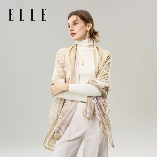 
ELLE scarf for women in autumn and winter new printed shawl for mothers and elders holiday gifts warm and fashionable modal khaki