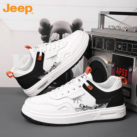 Jeep (JEEP) 2025 summer extra-large board shoes 45 national trend white shoes 46 sports casual shoes 47 plus plus fat men's shoes 48 6169 white and black mesh style 39
