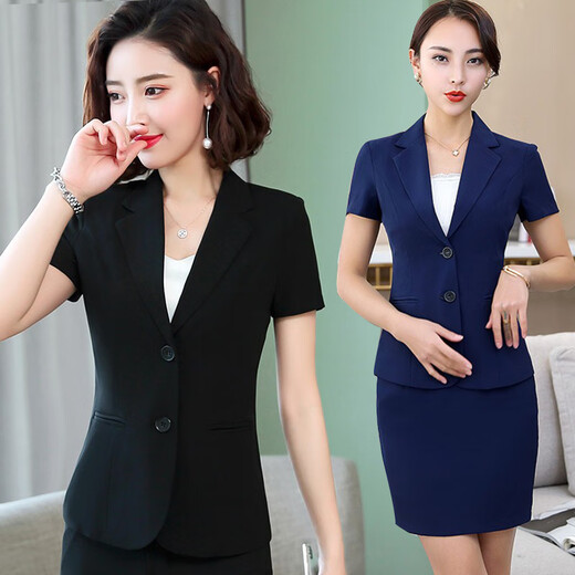 
Poresno Hotel foreman high-end work clothes, beauty professional suit set, women's summer thin short-sleeved suit, front desk work suit 6629 black suit + pants for suspenders M suggestion 88-95Jin [Jin equals 0.5 kg] Universal size