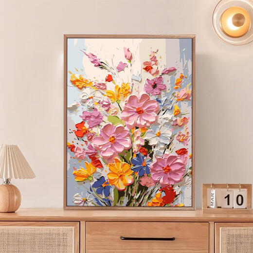 三栖虎繁花似锦diy数字油画填充涂色丙烯手绘感油彩画 客厅装饰挂画 nx12604 60*80cm绷好实木内框+外框免安